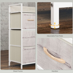 HOMCOM Rustic Chest of Four Fabric Drawers - Black - thumbnail 7