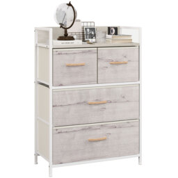 HOMCOM Rustic Chest of Four Fabric Drawers - Black - thumbnail 1