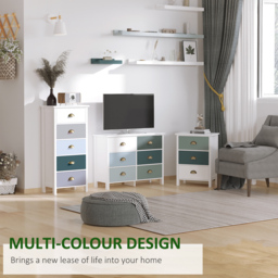 HOMCOM Chest of Drawers, 5-Drawer Dresser with Metal Handle, Slim Storage Organiser Unit for Living Room, Bedroom - thumbnail 4