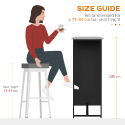 HOMCOM Breakfast Bar Table, Bar Table with 3-Tier Storage Shelf and Wine Rack, 105W x 40D x 105H cm, Black - thumbnail 7