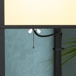HOMCOM Floor Lamp with Shelves, Floor Standing Lamp with Dual Ambient Light and Two Shelves, for Living Room, Bedroom, Black - Aosom UK - thumbnail 7