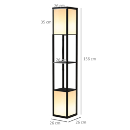 HOMCOM Floor Lamp with Shelves, Floor Standing Lamp with Dual Ambient Light and Two Shelves, for Living Room, Bedroom, Black - Aosom UK - thumbnail 3