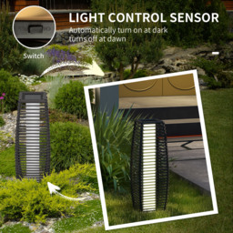 Outsunny Solar Powered Floor Lamp, LED Outdoor Garden Lantern, Pathway Light, Decorative Lighting with Auto On/Off, Grey - Aosom UK - thumbnail 6