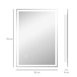 HOMCOM 70 x 50cm LED Bathroom Mirror with Lights, Dimmable Makeup Mirror, Vanity Mirror with 3 Colour, Smart Touch, Anti-Fog - thumbnail 3