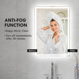 HOMCOM 70 x 50cm LED Bathroom Mirror with Lights, Dimmable Makeup Mirror, Vanity Mirror with 3 Colour, Smart Touch, Anti-Fog - thumbnail 6