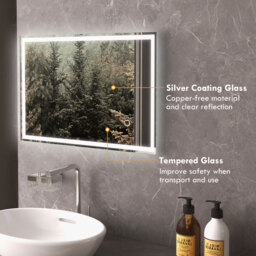 HOMCOM 70 x 50cm LED Bathroom Mirror with Lights, Dimmable Makeup Mirror, Vanity Mirror with 3 Colour, Smart Touch, Anti-Fog - thumbnail 7