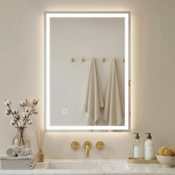 HOMCOM 70 x 50cm LED Bathroom Mirror with Lights, Dimmable Makeup Mirror, Vanity Mirror with 3 Colour, Smart Touch, Anti-Fog - thumbnail 2