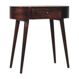 Solid Wood Console Table with Rounded Edges and Drawer, Compact Mid‑Century Bedside Table for Living Room, 40L x 80W x 78H cm, Brown - Aosom UK - thumbnail 8