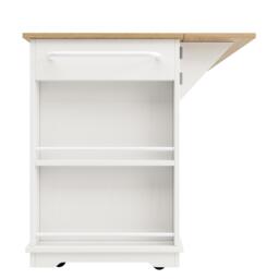 Modern Kitchen Island and Serving Trolley with MDF Worktop, Extendable Fold‑out Dining Table with Drawer, 151.5L x 60W x 91.5H cm, White - Aosom UK - thumbnail 8