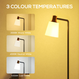 HOMCOM Floor Lamp with 350° Rotatable Head, Modern Standing Lamp with 3000K/4000K/6500K Colour Temperatures for Living Room Bedroom Office, Black - thumbnail 4