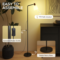 HOMCOM Floor Lamp with 350° Rotatable Head, Modern Standing Lamp with 3000K/4000K/6500K Colour Temperatures for Living Room Bedroom Office, Black - thumbnail 6