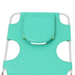 Outsunny Foldable Sun Lounger Set of 2 w/ Reading Hole, Portable Sun Lounger w/ 5 Level Adjustable Backrest, Reclining Lounge Chair w/ Side - Aosom UK - thumbnail 9