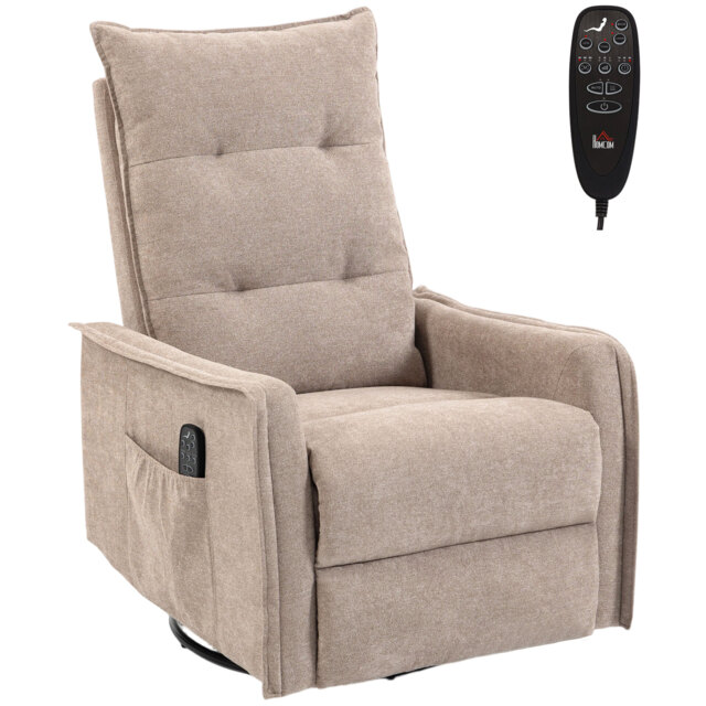 HOMCOM Recliner Armchair, Chenille Recliner Chair with Massage and Heat, 360° Swivel Rocking Manual Recliner, Brown - image 1