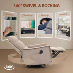 HOMCOM Recliner Armchair, Chenille Recliner Chair with Massage and Heat, 360° Swivel Rocking Manual Recliner, Brown - thumbnail 6