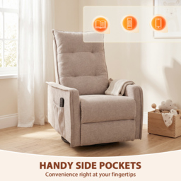 HOMCOM Recliner Armchair, Chenille Recliner Chair with Massage and Heat, 360° Swivel Rocking Manual Recliner, Brown - thumbnail 7