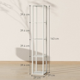 HOMCOM Floor Lamp with Shelves and 3 Brightness Levels - Oak - thumbnail 3