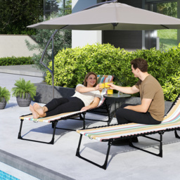Outsunny Folding Sun Lounger, Multicoloured Beach Chaise Chair, Garden Reclining Cot, 4 Position Adjustable, Camping Hiking Recliner - Aosom UK - thumbnail 2