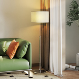HOMCOM Floor Lamp with Remote, Height Adjustable Standing Lamp with Linen Shade, Dimmable with 3000K-6000K Adjustable Colour Temperatures, Foot Switch for Living Room Bedroom Office, Silver Tone - thumbnail 2