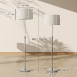 HOMCOM Floor Lamp with Remote, Height Adjustable Standing Lamp with Linen Shade, Dimmable with 3000K-6000K Adjustable Colour Temperatures, Foot Switch for Living Room Bedroom Office, Silver Tone - thumbnail 3