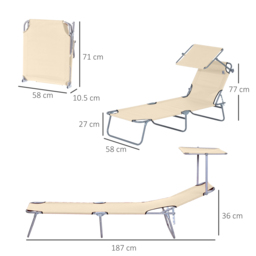 Outsunny 2 Foldable Outdoor Recliner Sun Loungers with Canopy, Adjustable Backrest for Patio Comfort - Aosom UK - thumbnail 3