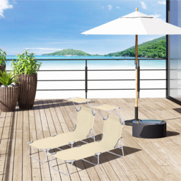 Outsunny 2 Foldable Outdoor Recliner Sun Loungers with Canopy, Adjustable Backrest for Patio Comfort - Aosom UK - thumbnail 2