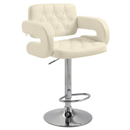 HOMCOM PU Leather Upholstered Swivel Bar Chair, Height Adjustable Barstool with Back, Armrest, Footrest for Kitchen, Counter Bar Stool - Aosom UK