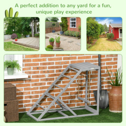 PawHut Interactive Chicken Coop Toy Set, Wooden with Swing, Ladder, Platform, Entertaining Pet Accessory, Grey - Aosom UK - thumbnail 5