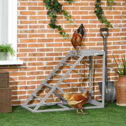 PawHut Interactive Chicken Coop Toy Set, Wooden with Swing, Ladder, Platform, Entertaining Pet Accessory, Grey - Aosom UK - thumbnail 2
