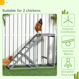 PawHut Interactive Chicken Coop Toy Set, Wooden with Swing, Ladder, Platform, Entertaining Pet Accessory, Grey - Aosom UK - thumbnail 7