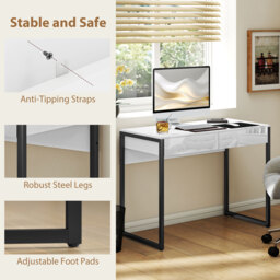 HOMCOM High Gloss Work Table, with Drawers - White - thumbnail 5