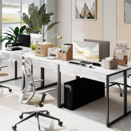 HOMCOM High Gloss Work Table, with Drawers - White - thumbnail 8