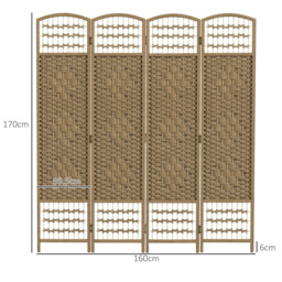 HOMCOM 4 Panel Folding Room Divider, Privacy Screen, Paravent Partition Separator for Living Room, Bedroom, Natural - thumbnail 3
