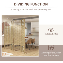 HOMCOM 4 Panel Folding Room Divider, Privacy Screen, Paravent Partition Separator for Living Room, Bedroom, Natural - thumbnail 7