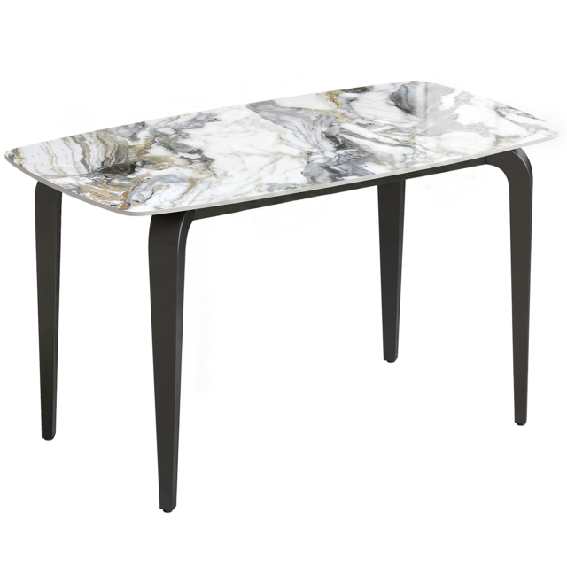 HOMCOM Dining Table for 4, Modern Kitchen Table with Sintered Stone Tabletop, Metal Legs, White - image 1