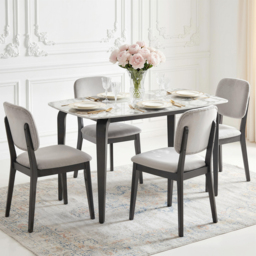 HOMCOM Dining Table for 4, Modern Kitchen Table with Sintered Stone Tabletop, Metal Legs, White - thumbnail 7
