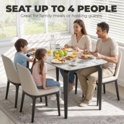 HOMCOM Dining Table for 4, Modern Kitchen Table with Sintered Stone Tabletop, Metal Legs, White - thumbnail 4