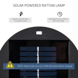 Outsunny Patio Garden Solar Powered Lights Woven Resin Wicker Lantern Auto On/Off for Porch, Yard, Lawn, Courtyard, Black - Aosom UK - thumbnail 5