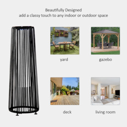 Outsunny Patio Garden Solar Powered Lights Woven Resin Wicker Lantern Auto On/Off for Porch, Yard, Lawn, Courtyard, Black - Aosom UK - thumbnail 7