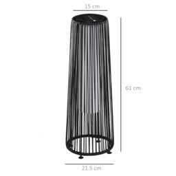 Outsunny Patio Garden Solar Powered Lights Woven Resin Wicker Lantern Auto On/Off for Porch, Yard, Lawn, Courtyard, Black - Aosom UK - thumbnail 3
