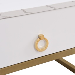 Set of 2 Modern Square Coffee Table with High-Gloss Tabletops, Marble Side Table for Living Room, Bedroom, 60x60x42 cm+50x50x33.5 cm, White - Aosom.UK - thumbnail 9