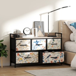 HOMCOM 5-Drawer Chest of Drawers - White - thumbnail 2