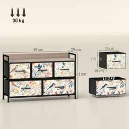 HOMCOM 5-Drawer Chest of Drawers - White - thumbnail 3