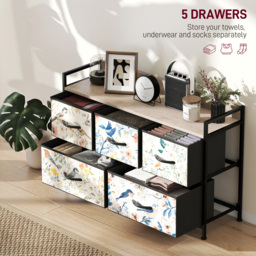 HOMCOM 5-Drawer Chest of Drawers - White - thumbnail 4