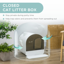 PawHut Hooded Cat Litter Box, Kitten Litter Tray, with Lid, Scoop, Filter, Flap Door - thumbnail 5