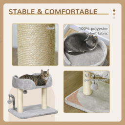 PawHut Indoor Cat Tree: Compact Activity Centre with Sisal Scratching Post & Toy Balls, Light Grey, 42cm - Aosom UK - thumbnail 4