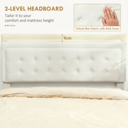 HOMCOM Double Ottoman Bed Frame, with Front Drawer - Cream - thumbnail 5