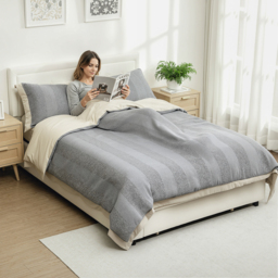 HOMCOM Double Ottoman Bed Frame, with Front Drawer - Cream - thumbnail 8