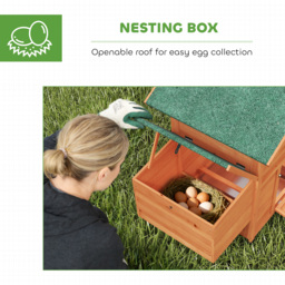 PawHut Chicken Coop, Wooden Hen House with Nesting Box, Pull-Out Tray, Sliding Window, Waterproof Roof, Perches and Ramp - thumbnail 6