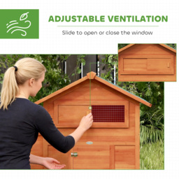 PawHut Chicken Coop, Wooden Hen House with Nesting Box, Pull-Out Tray, Sliding Window, Waterproof Roof, Perches and Ramp - thumbnail 5