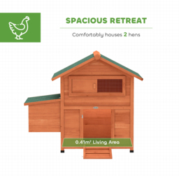 PawHut Chicken Coop, Wooden Hen House with Nesting Box, Pull-Out Tray, Sliding Window, Waterproof Roof, Perches and Ramp - thumbnail 4